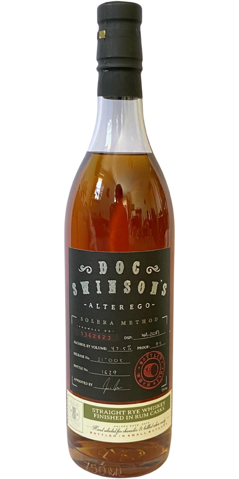 Doc Swinsons Alterego Solera Method Rye Finished in Rum Cask 750 ml