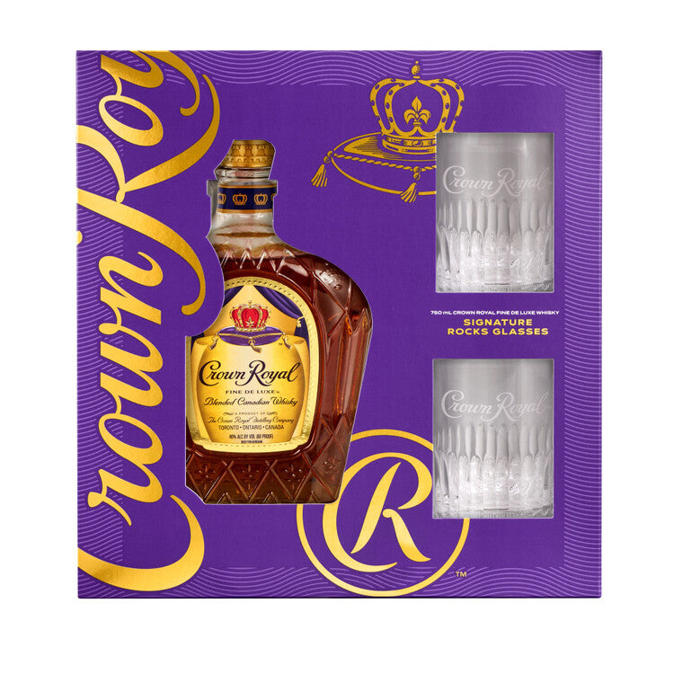 Crown Royal Canadian Whiskey Gift Set with 2 Glasses 750 ml