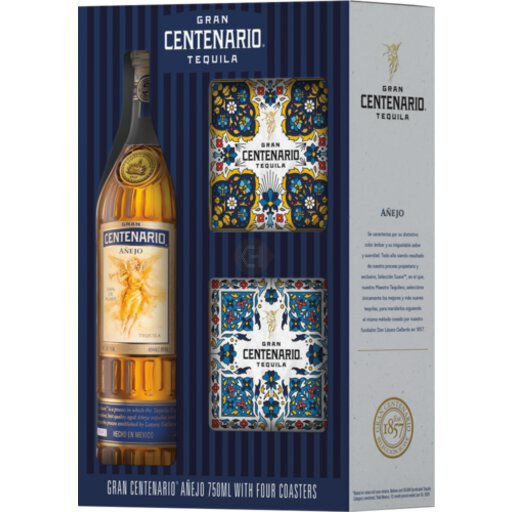 Gran Centenario Tequila Anejo w/ Two Ceramic Coasters 750 ml